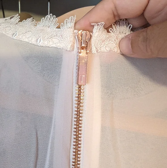 Ted Baker Looez Lace Trim Dress, Pink Nude Size 6-8 - Picture 12 of 16